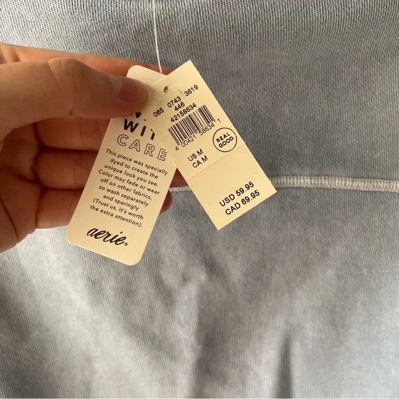 Aerie | New Heights Crop Turtleneck Sweatshirt Blue Cloud Wash - Picture 5 of 6